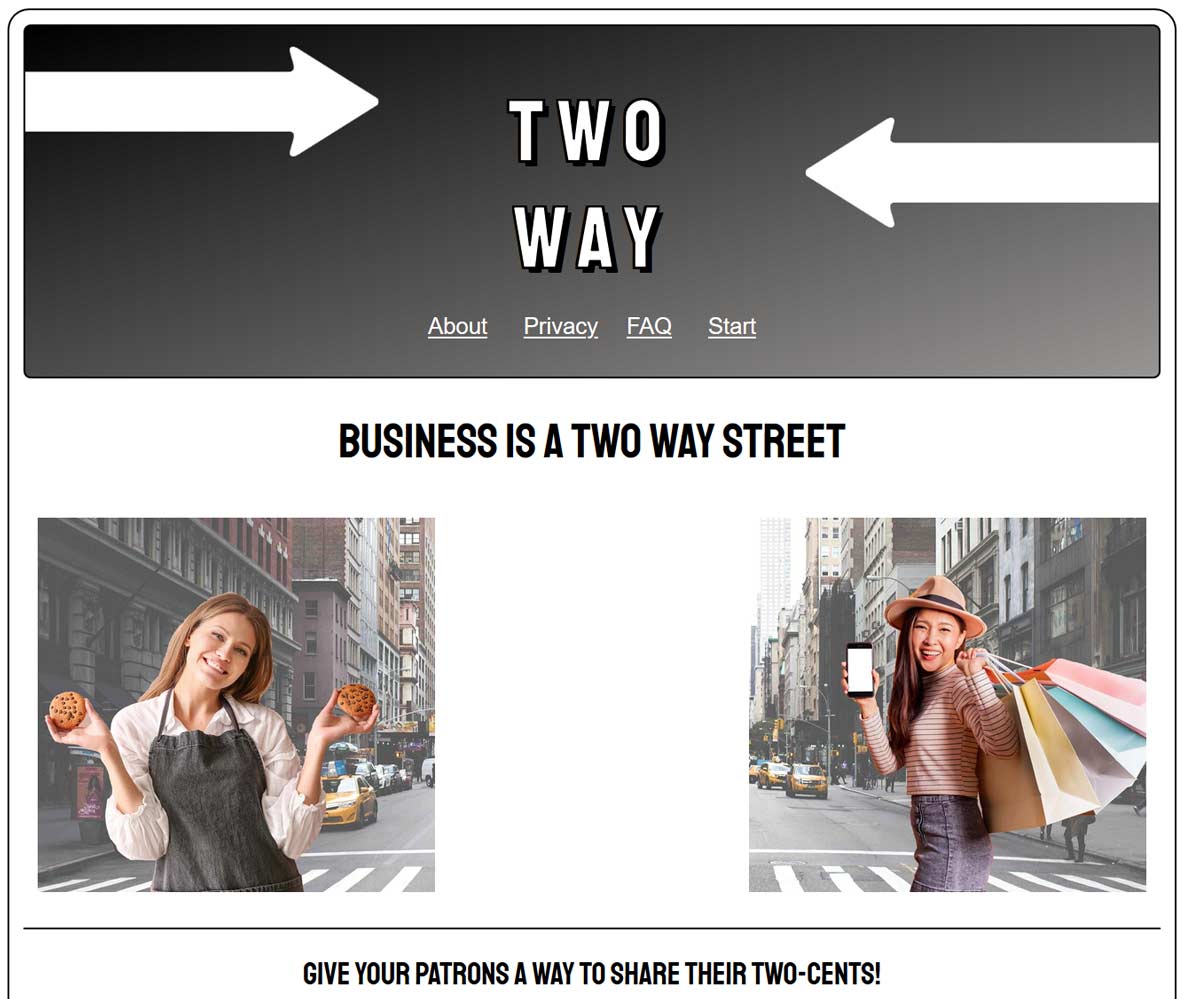 screen of twowaystreet webpage